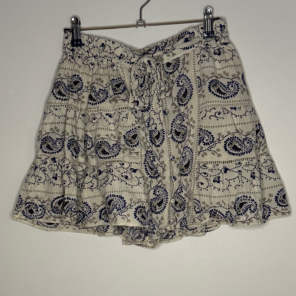 Angie Cream and Navy Patterned Skorts